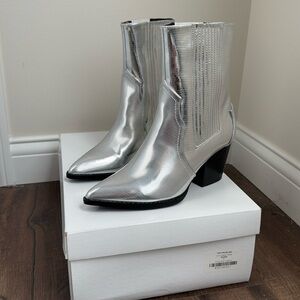 Silver metallic boots